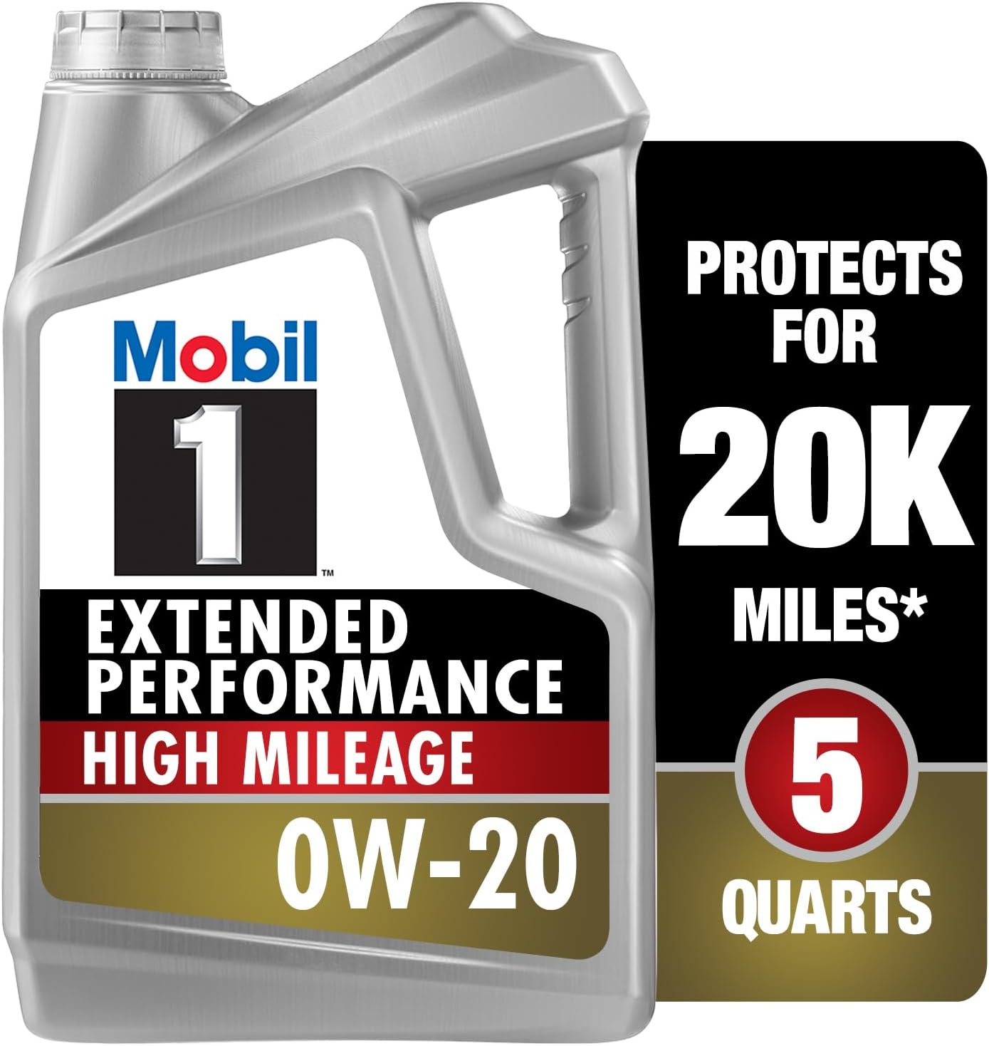 Mobil 1 Extended Performance High Mileage 0W-20 Full Synthetic Motor Oil – 5 Qt