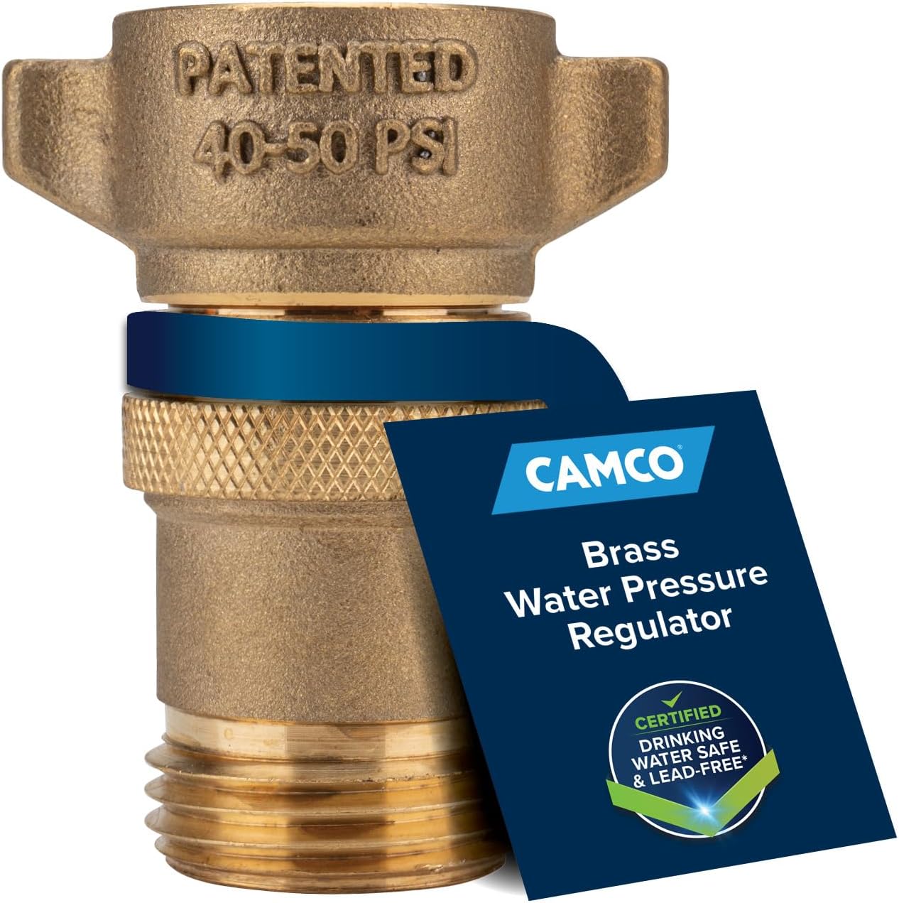 Camco Brass RV Water Pressure Regulator – 40–50 PSI
