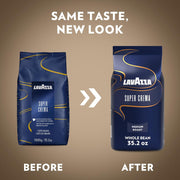 Lavazza Super Crema Whole Bean Coffee, Medium Espresso Roast, 2.2 lb