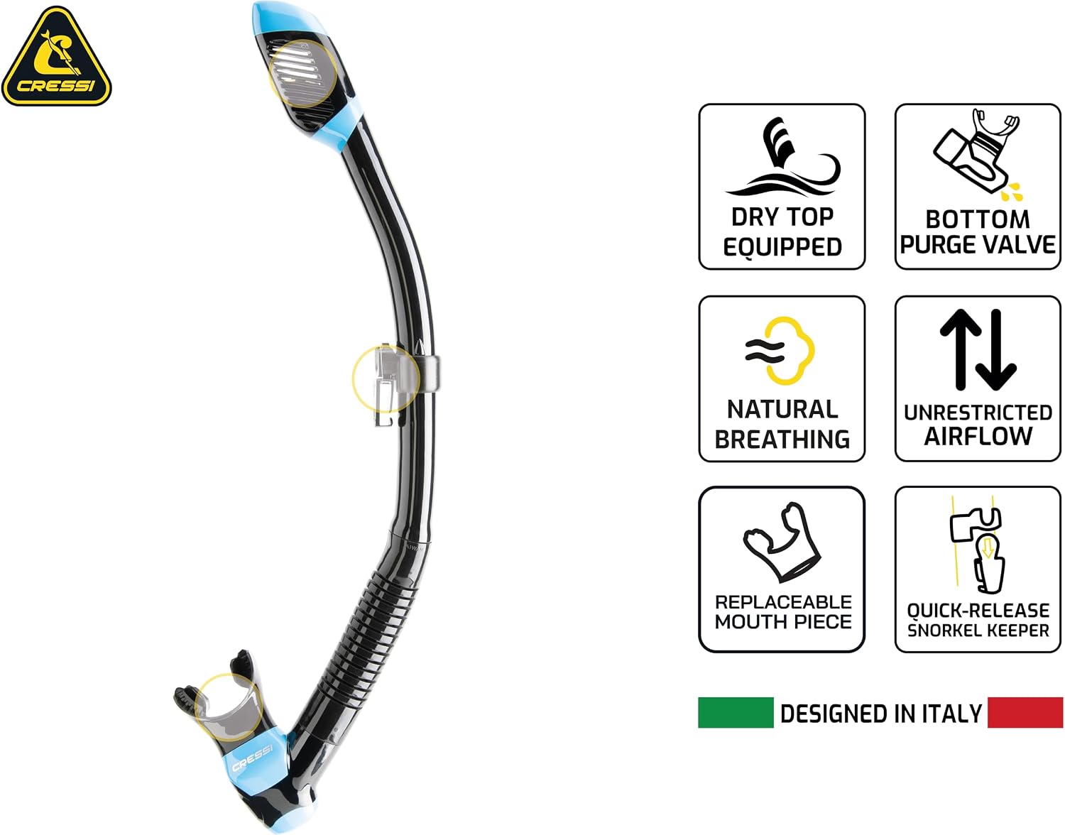 Adult Dry Snorkel with Splash Guard