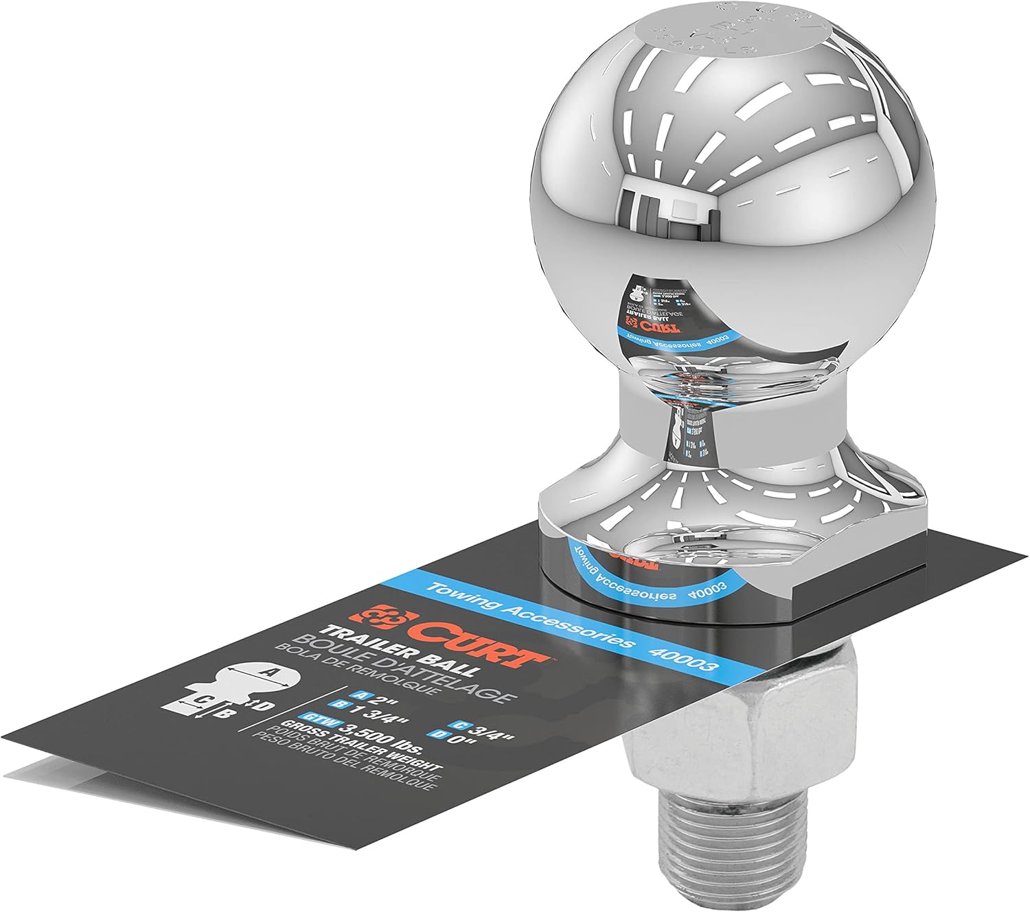 2-Inch Chrome Trailer Hitch Ball – 3,500 lb Capacity