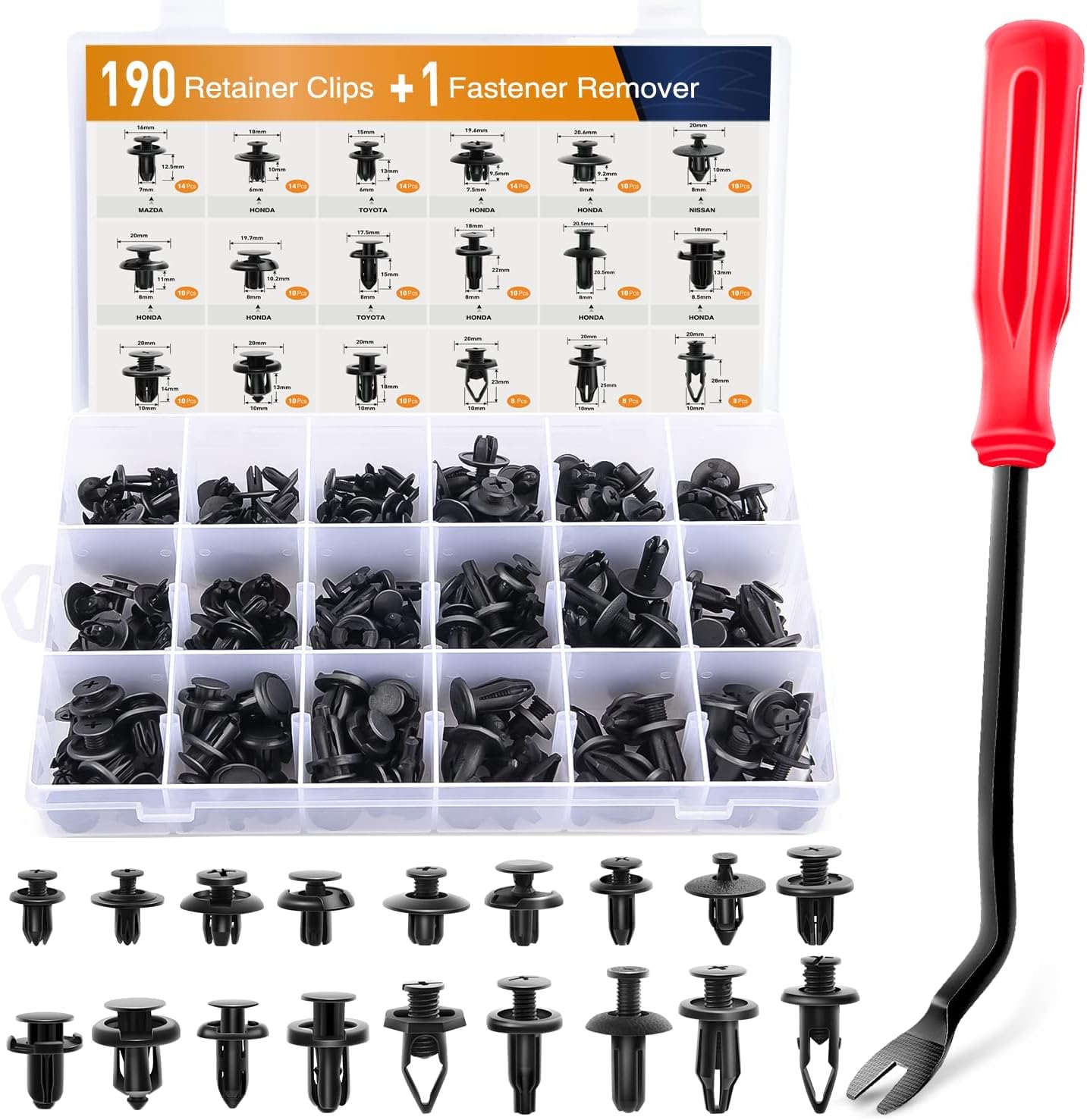 190-Piece Automotive Retainer Clip & Fastener Remover Kit