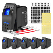 Nilight 5-Pin SPST Rocker Switch Set – Blue, 6-Pack (90131F)