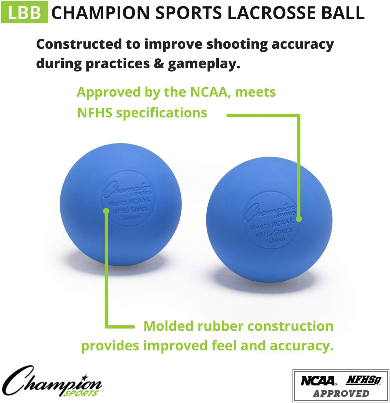Champion Sports Lacrosse Balls – Official Size, NCAA & NFHS Approved