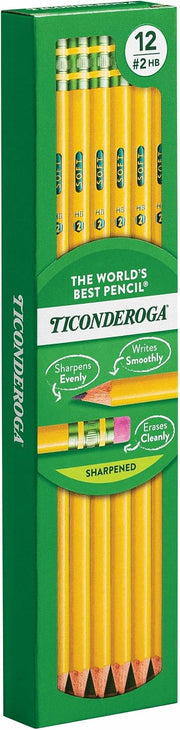 Ticonderoga #2 HB Wood-Cased Pencils, 12 Count