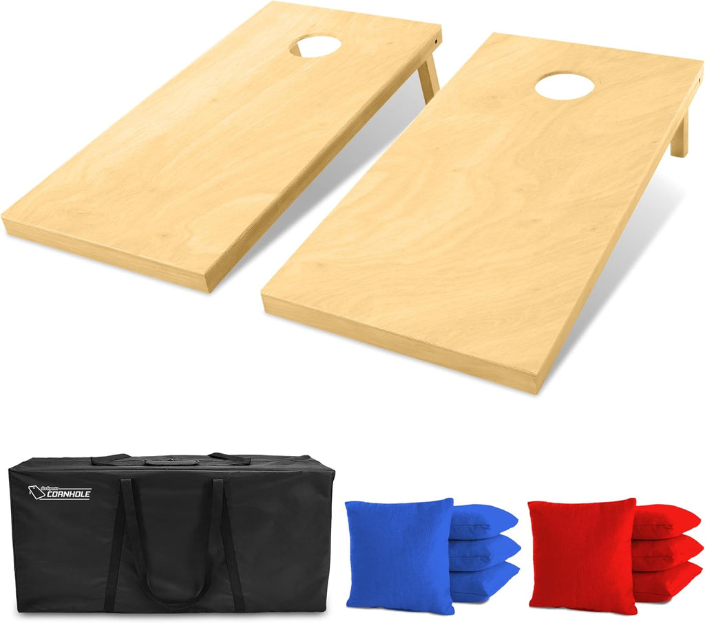 Solid Wood Cornhole Game Set with 8 Toss Bags