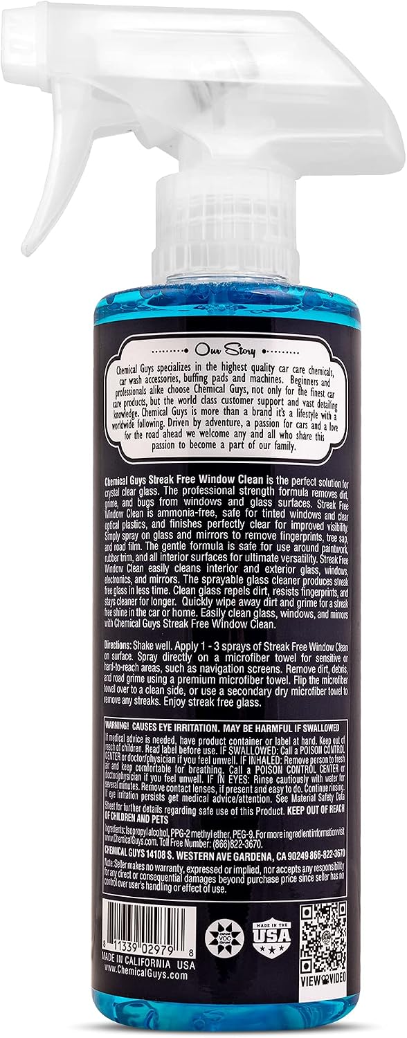 Chemical Guys Streak-Free Glass & Window Cleaner – 16 Oz