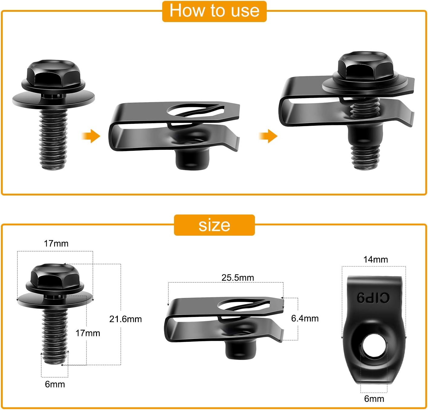 GOOACC GRC-70 Engine Under Cover Fastener Clips – 35-Piece