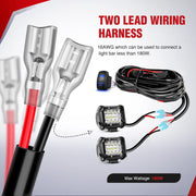 12V Dual-Lead LED Light Wiring Harness Kit with Rocker Switch