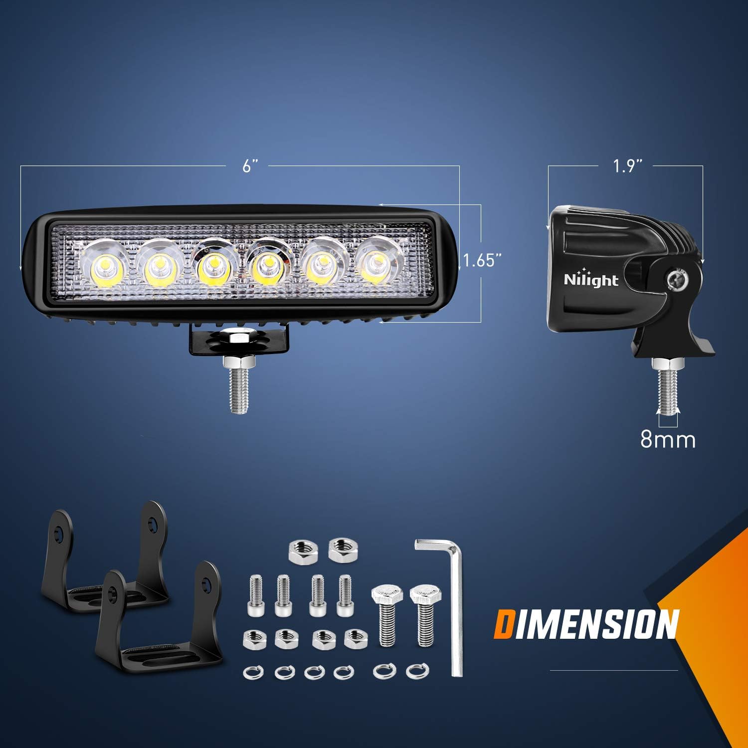 6-Inch 18W Flood LED Off-Road Light Pods – 2 Pack