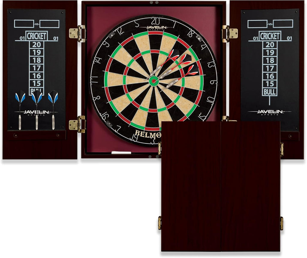 Official Size Dartboard Cabinet Set with Steel Tip Darts