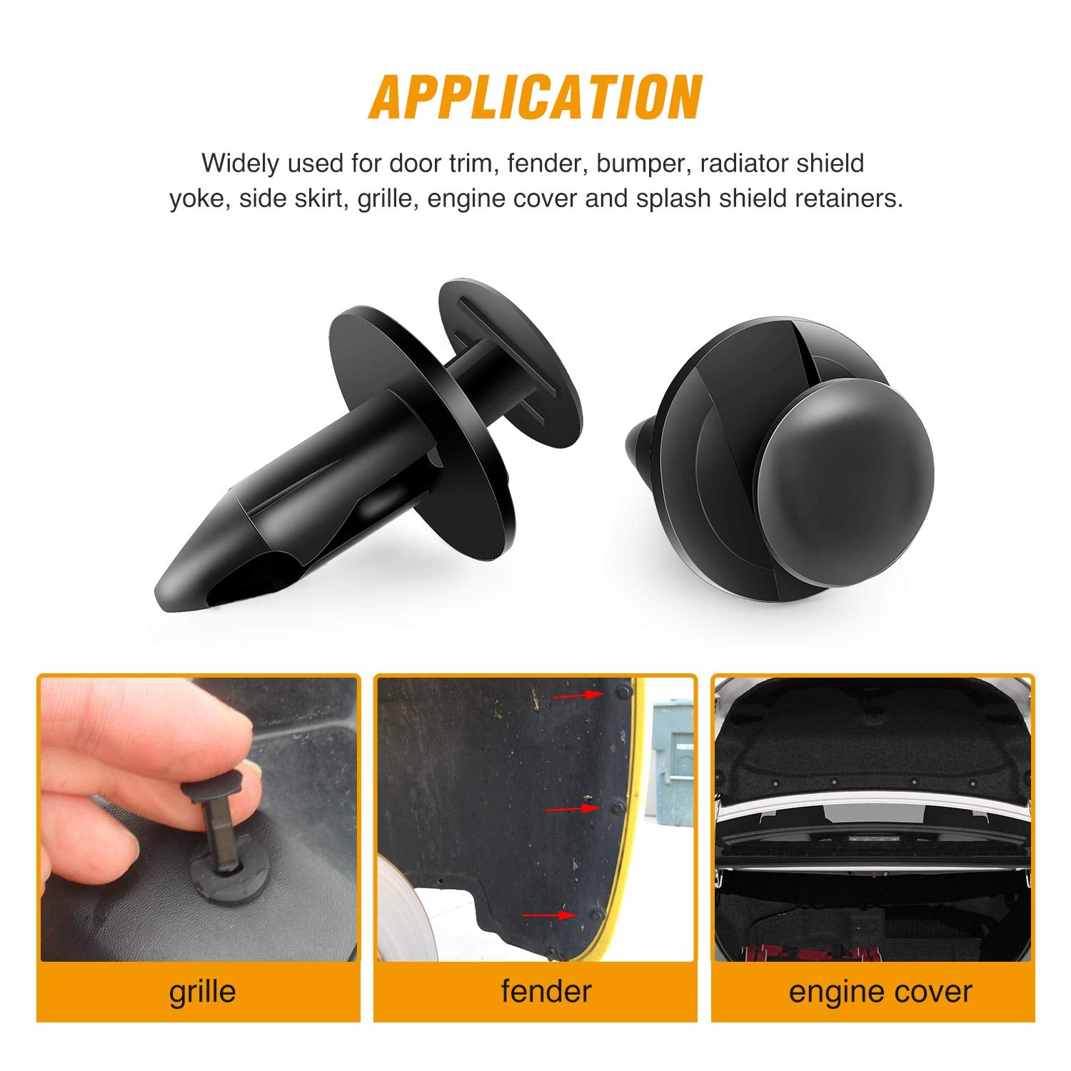 GOOACC GRC-47 Universal Fender Clips – 200-Piece Auto Retainer Kit