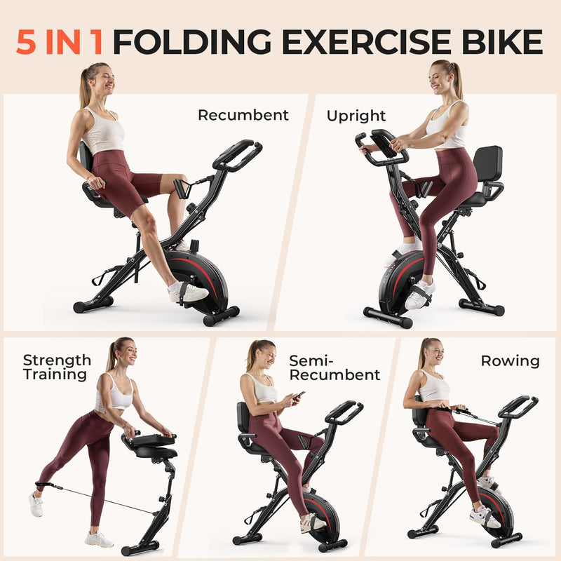5-in-1 Folding Stationary Exercise Bike