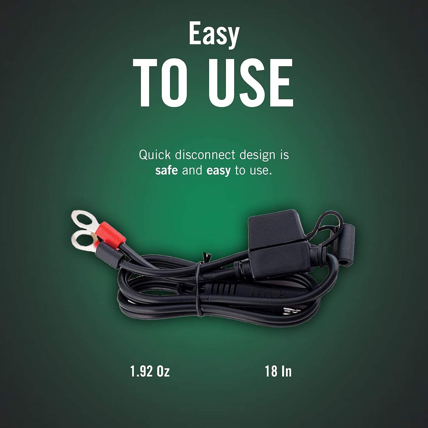 Battery Tender Ring Terminal Harness – 18" SAE Quick-Disconnect Cable