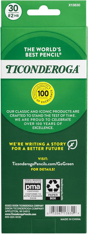 Ticonderoga #2 HB Wood-Cased Pencils, 30 Count