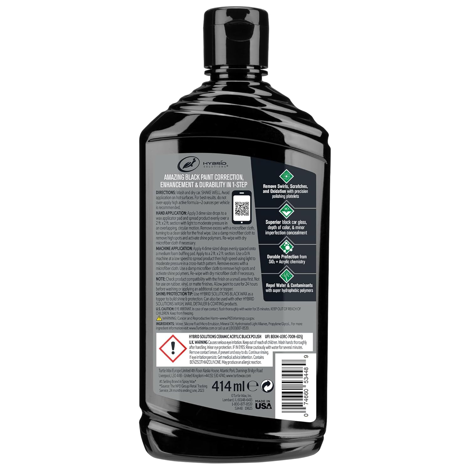 Ceramic Acrylic Black Car Polish & Wax – 14 oz