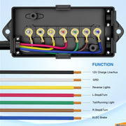 Nilight 7-Way Trailer Plug Extension with Junction Box – 8 FT