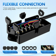Nilight 7-Way Trailer Plug Extension with Junction Box – 8 FT