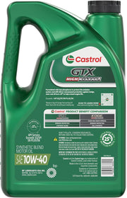 Castrol GTX High Mileage 10W-40 Synthetic Blend Motor Oil – 5 Quarts