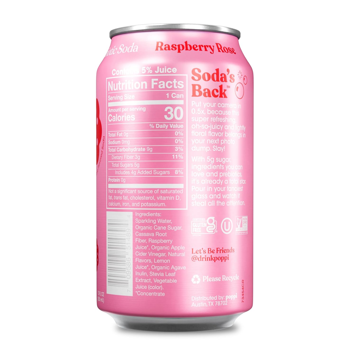 Raspberry Rose Prebiotic Soda