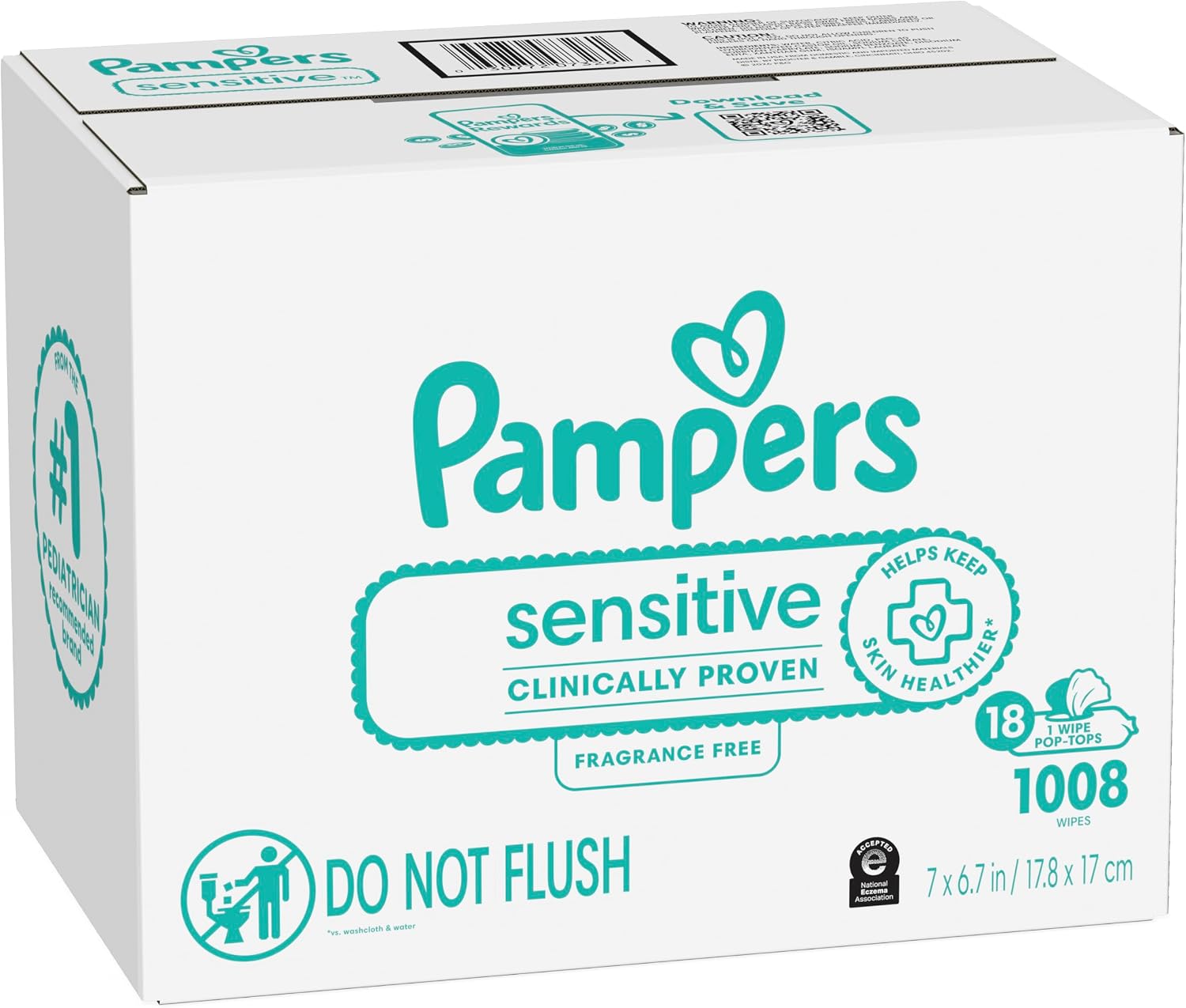 Sensitive Fragrance-Free Baby Wipes – 1008 Count, 18 Flip-Top Packs