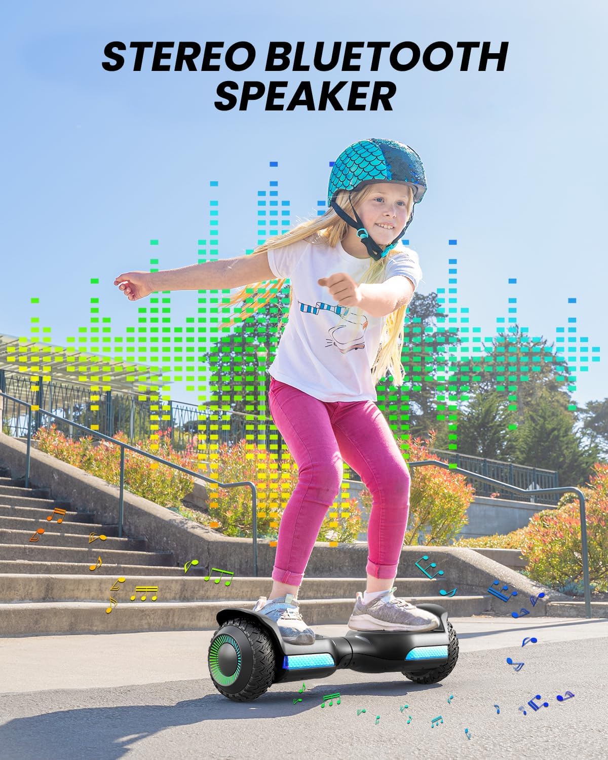 All-Terrain Self-Balancing Hoverboard with Bluetooth & LED Lights