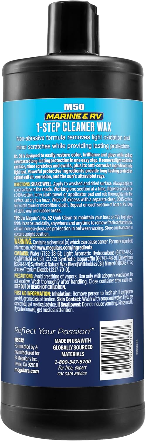 Meguiar's Marine/RV One Step Cleaner Wax – 32 Oz