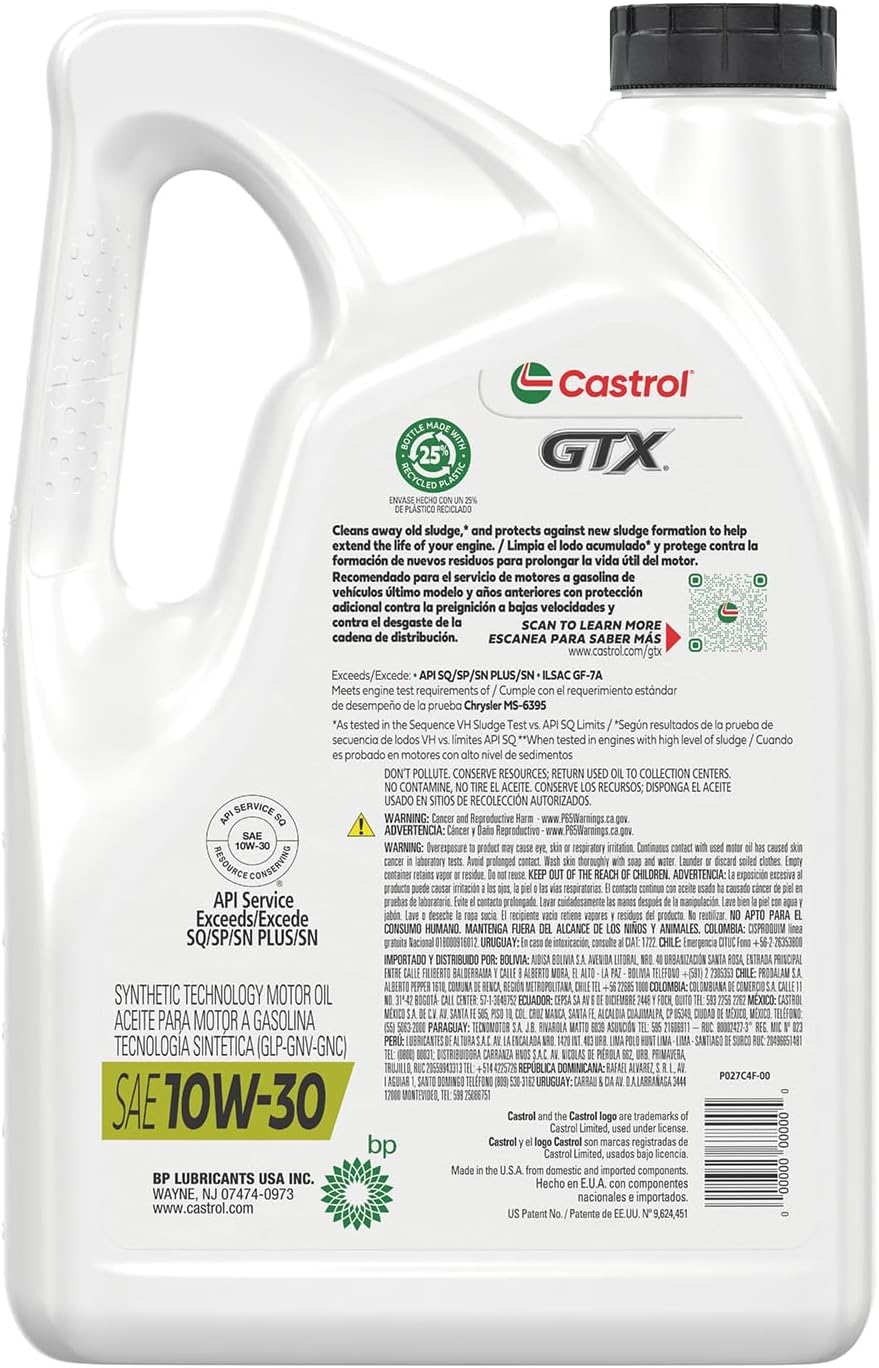 SAE 10W-30 Conventional Motor Oil – 5 Quarts
