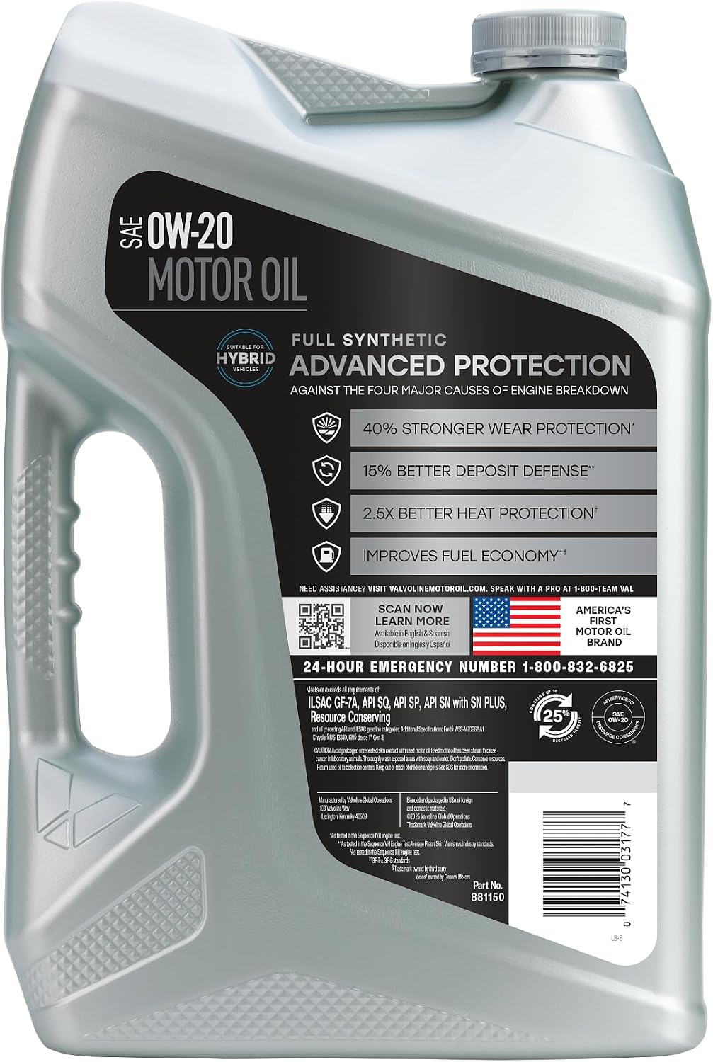 Valvoline Advanced Full Synthetic 0W-20 Motor Oil – 5 QT