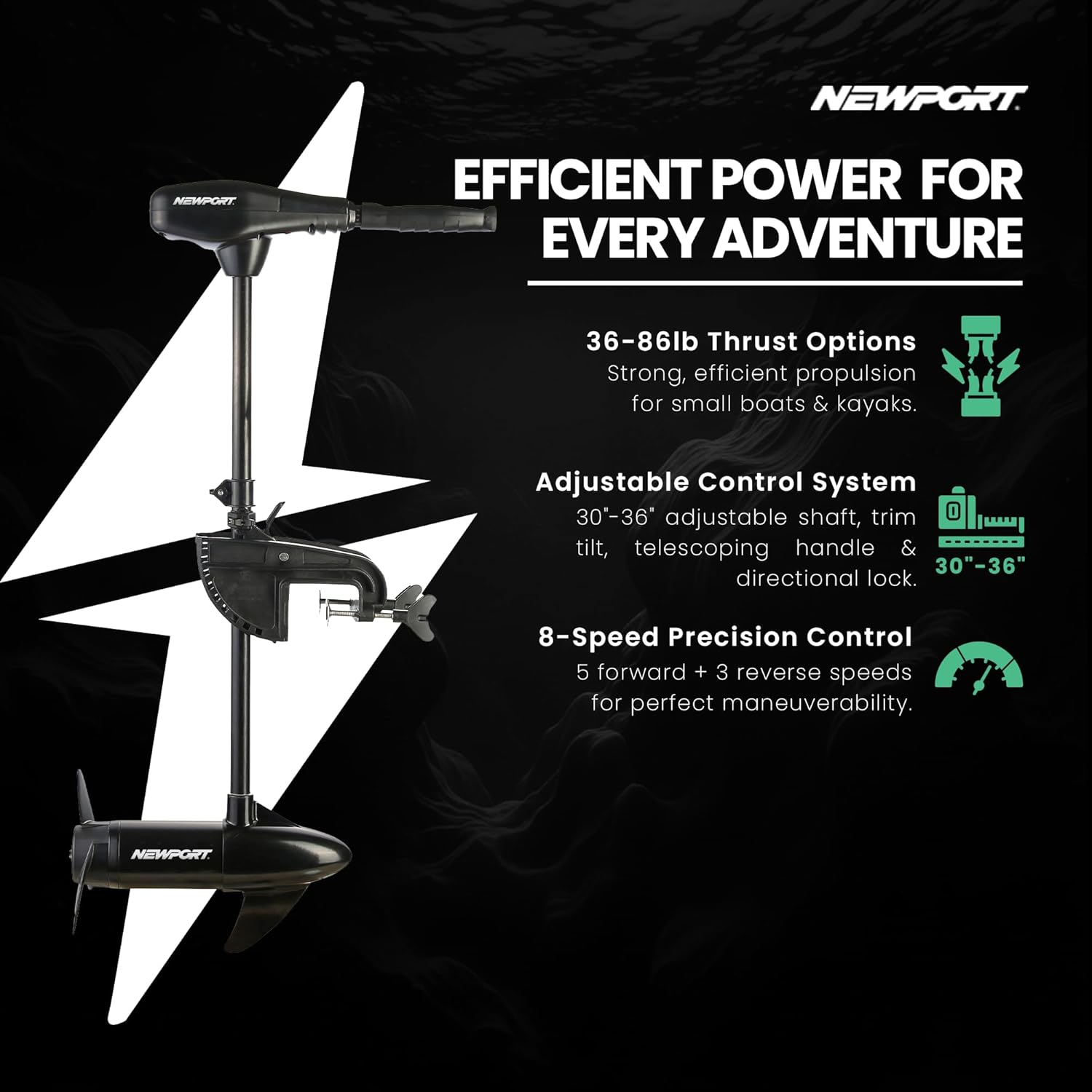 Saltwater Transom Mount Electric Trolling Motor