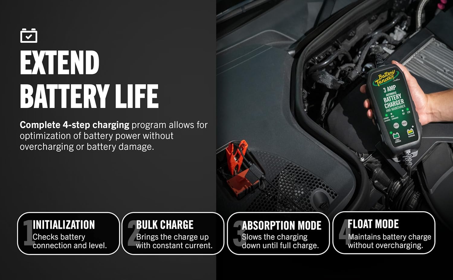 3-Amp 6V/12V Smart Battery Charger & Maintainer