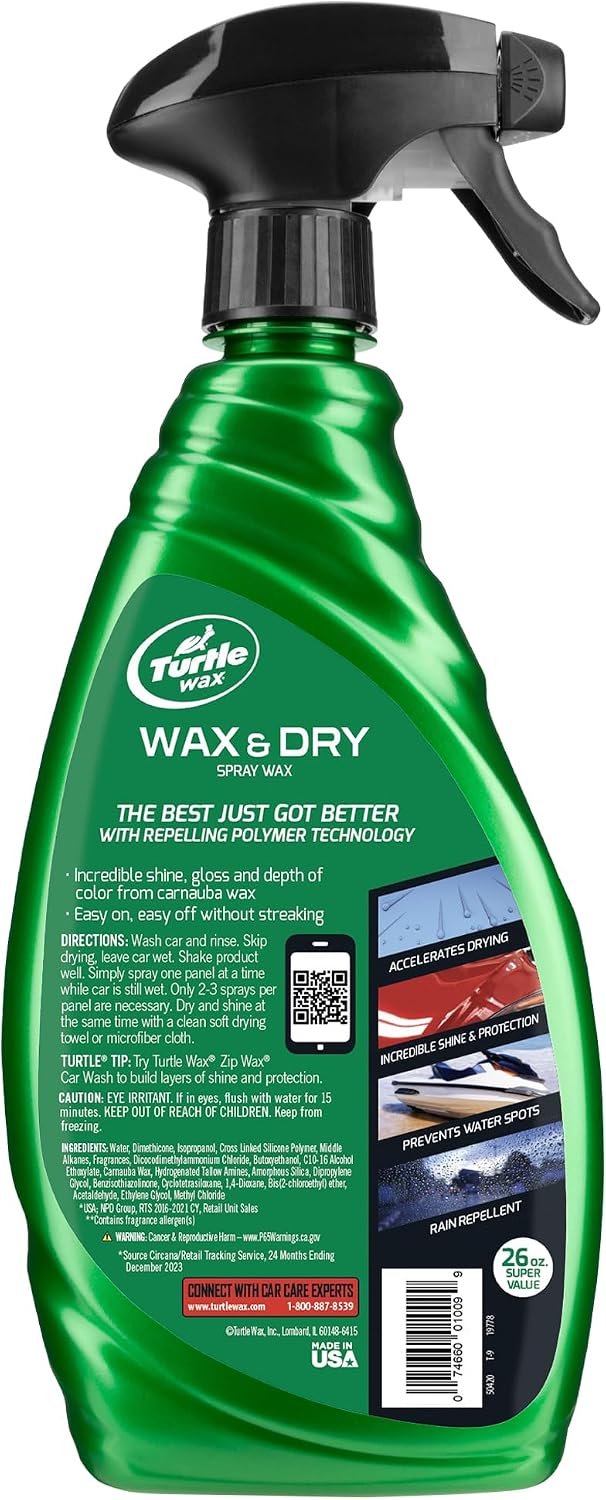 Wax & Dry High-Gloss Spray Car Wax – 26 oz
