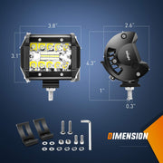 4-Inch 60W LED Work Light Pods with Wiring Harness – 2 Pack