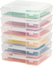 Clear Craft & Board Game Storage Cases with Handles – 6 Pack