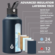 BJPKPK 64oz Insulated Water Bottle with Straw Lid