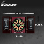 Official Size Dartboard Cabinet Set with Steel Tip Darts