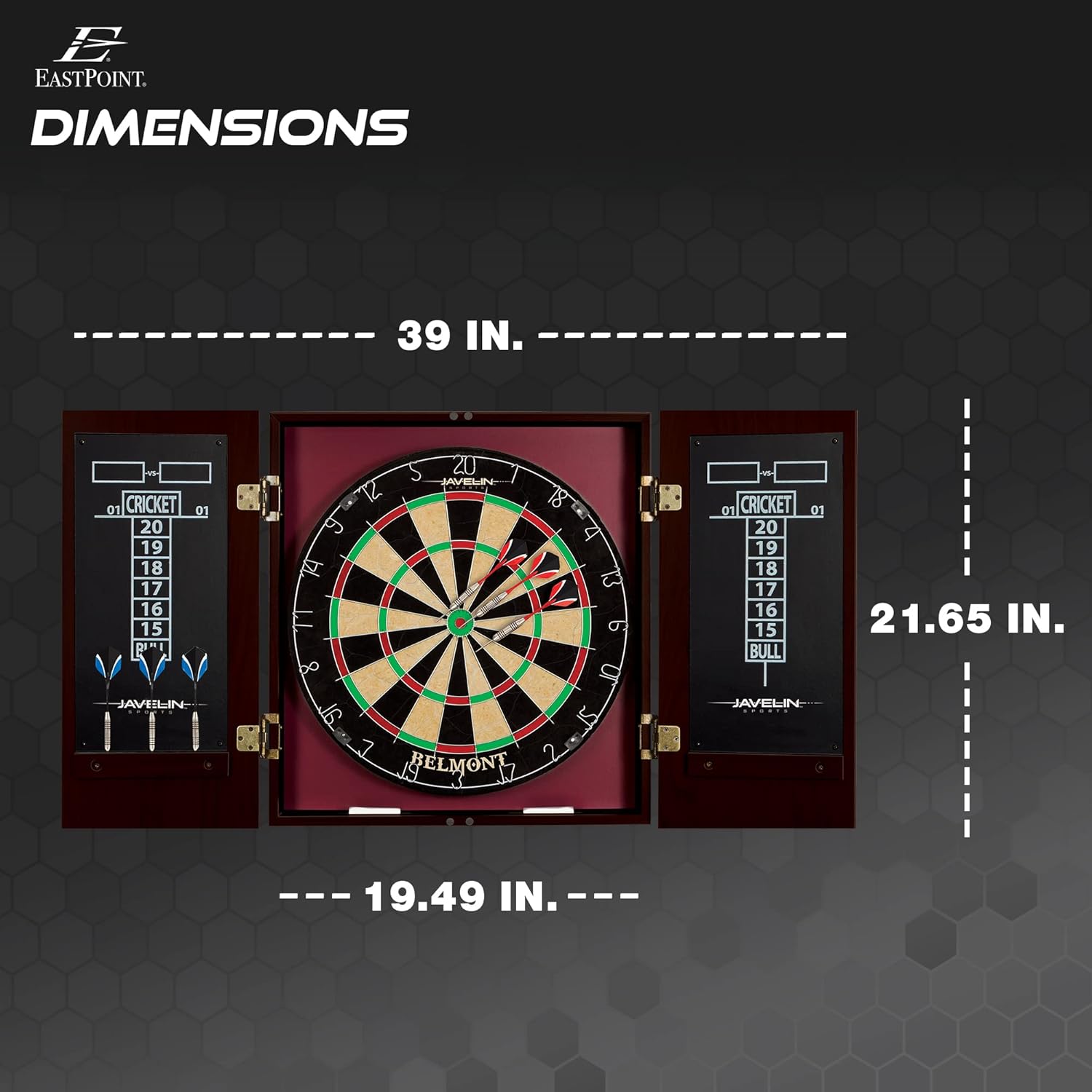 Official Size Dartboard Cabinet Set with Steel Tip Darts