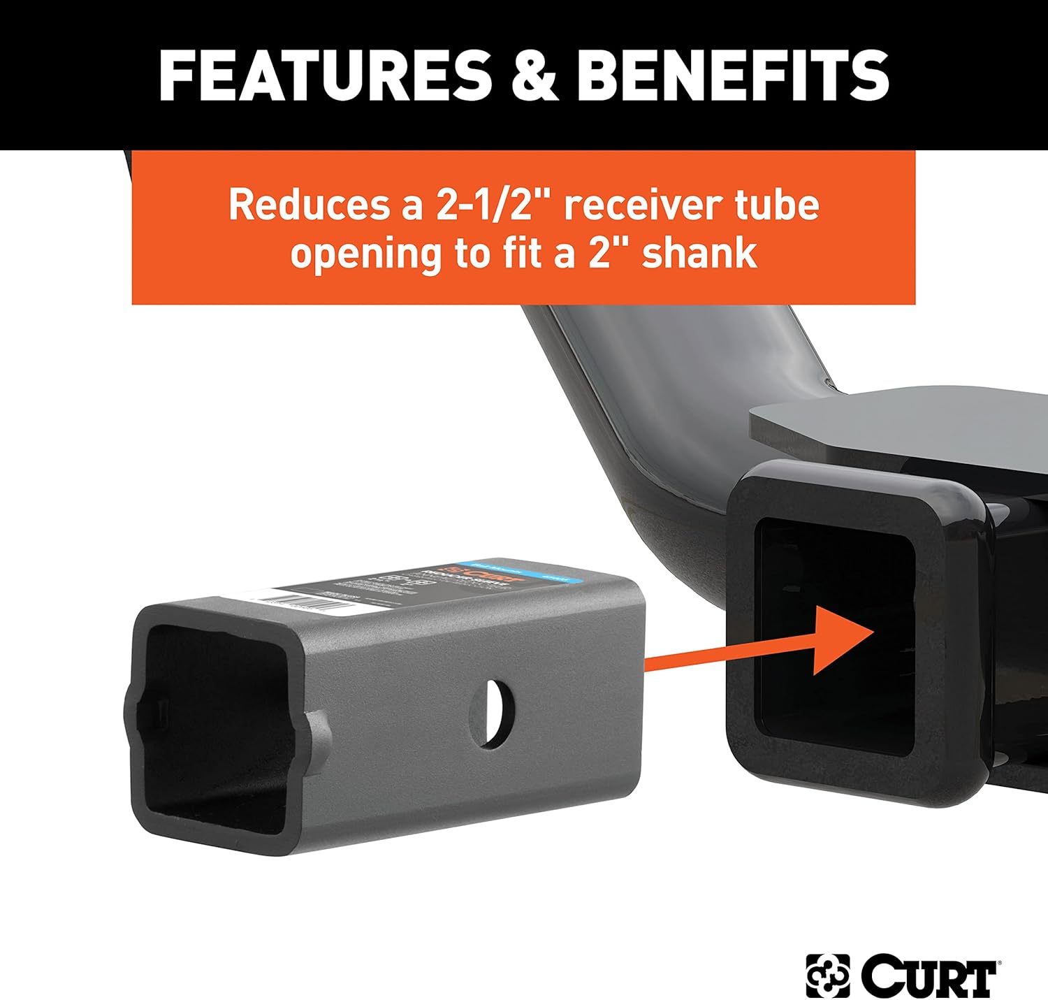 CURT 2-1/2" to 2" Receiver Adapter Sleeve – 45405
