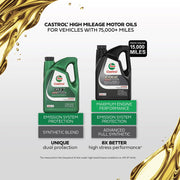 Castrol GTX High Mileage 10W-40 Synthetic Blend Motor Oil – 5 Quarts