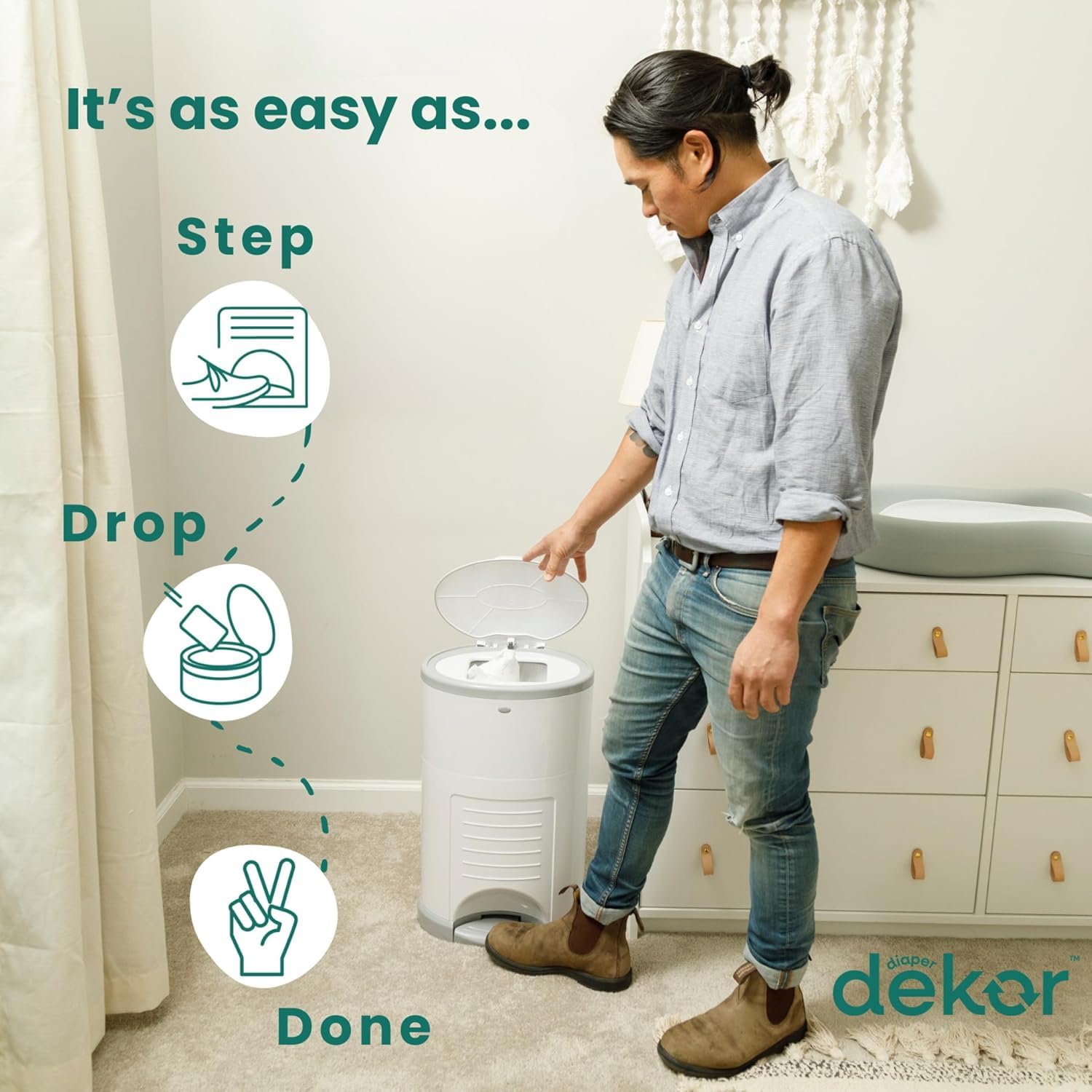 Eco-Friendly Hands-Free Diaper Pail