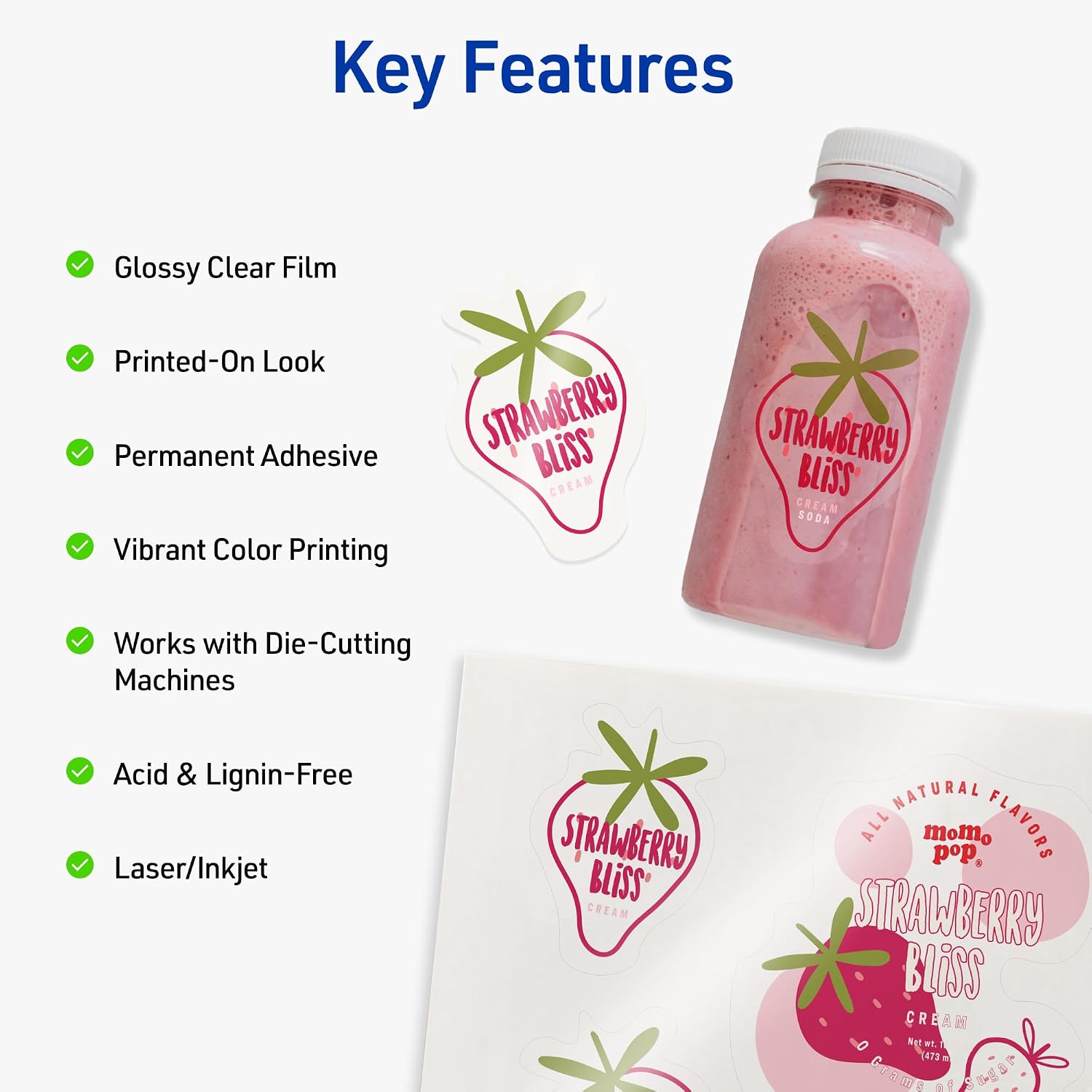 Avery Printable Sticker Paper 8.5" x 11" – Glossy Clear