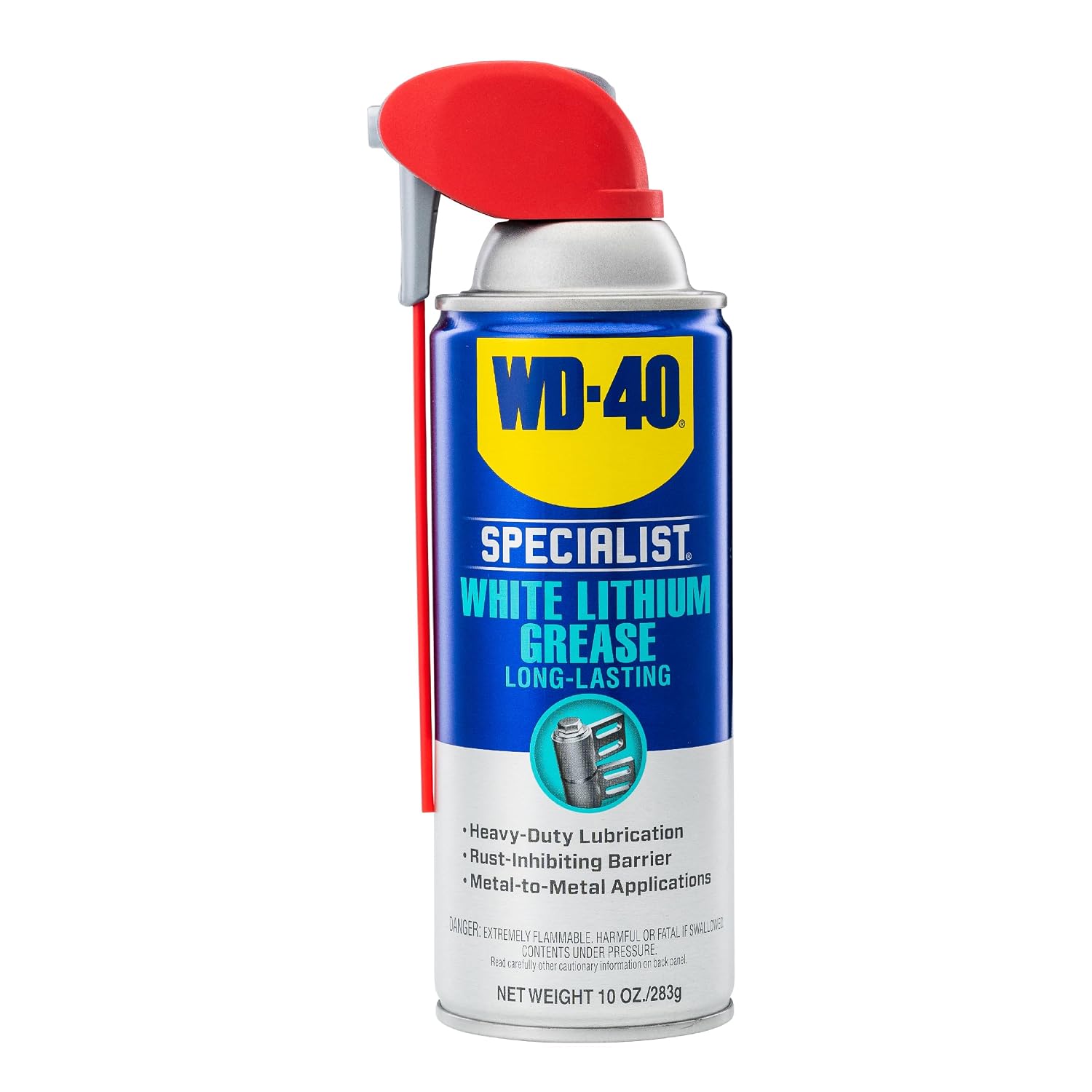 Heavy-Duty White Lithium Grease Spray with Dual-Action Straw – 10 oz