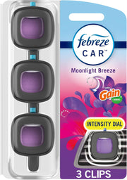 Febreze Car Vent Clips – Gain Moonlight Breeze, 3-Pack + Storage Case