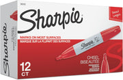 Sharpie Permanent Markers, Chisel Tip, Red, 12 Count