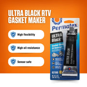 Permatex Ultra Black RTV Silicone Gasket Maker – 3 Oz