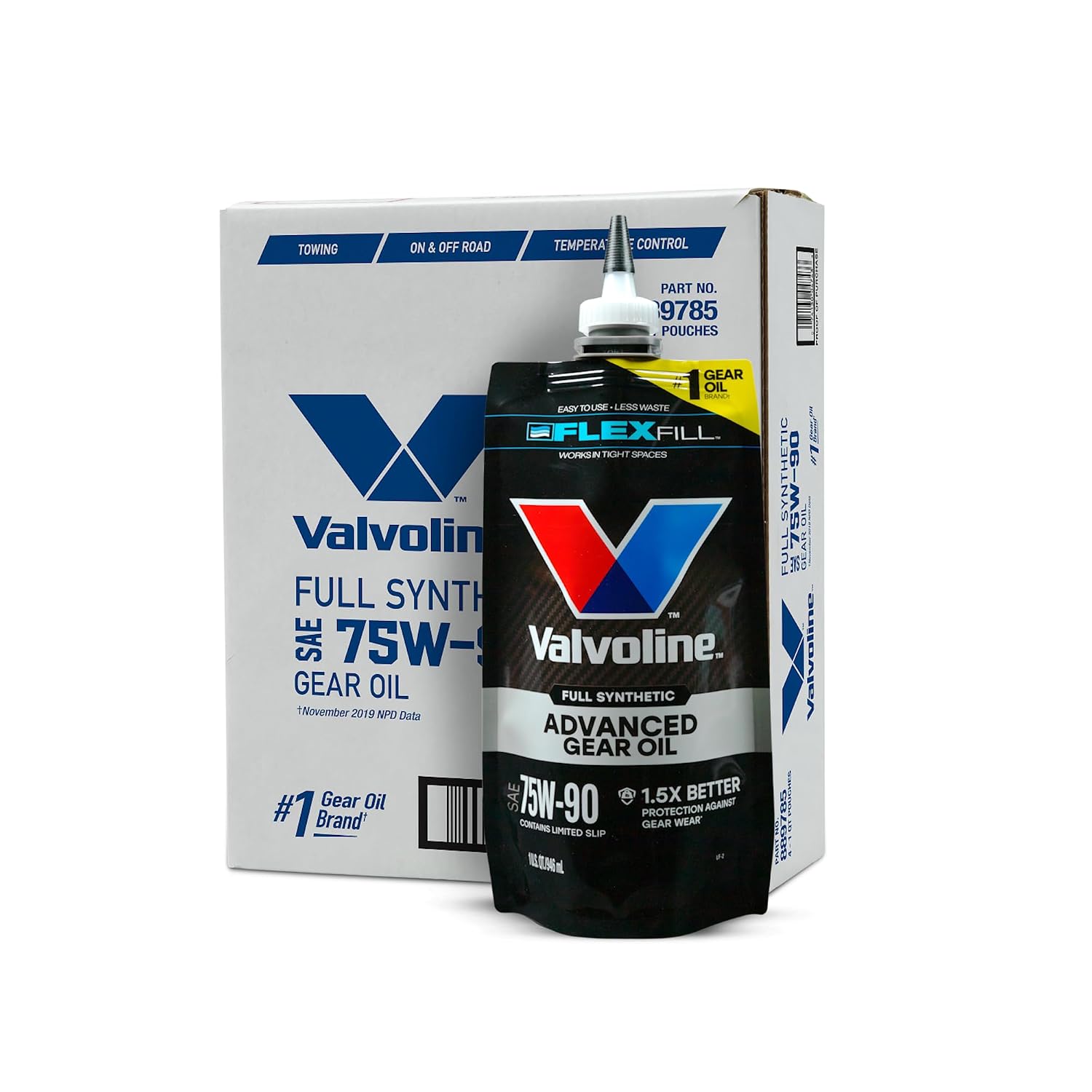 Valvoline FlexFill 75W-90 Full Synthetic Gear Oil – 1 Qt, 4-Pack