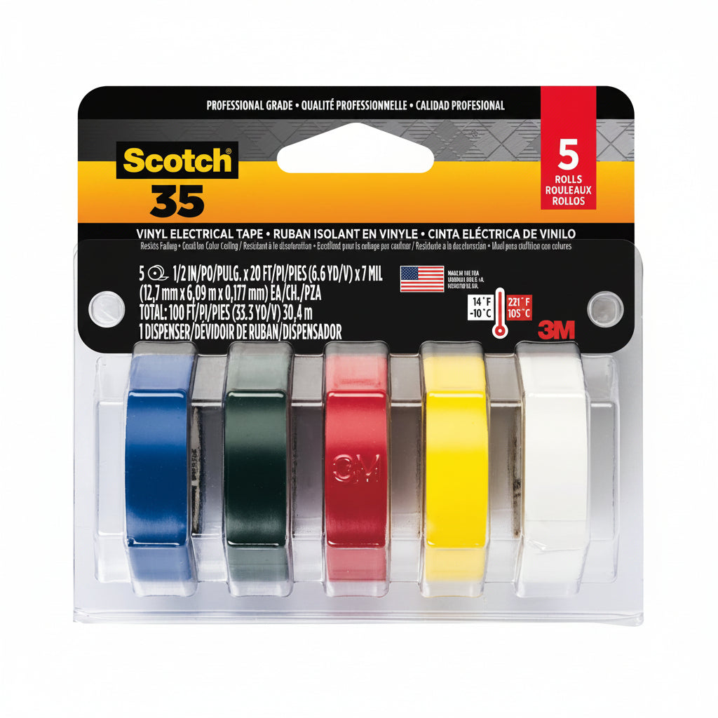 Scotch 35 Multi-Color Electrical Tape, 5-Pack