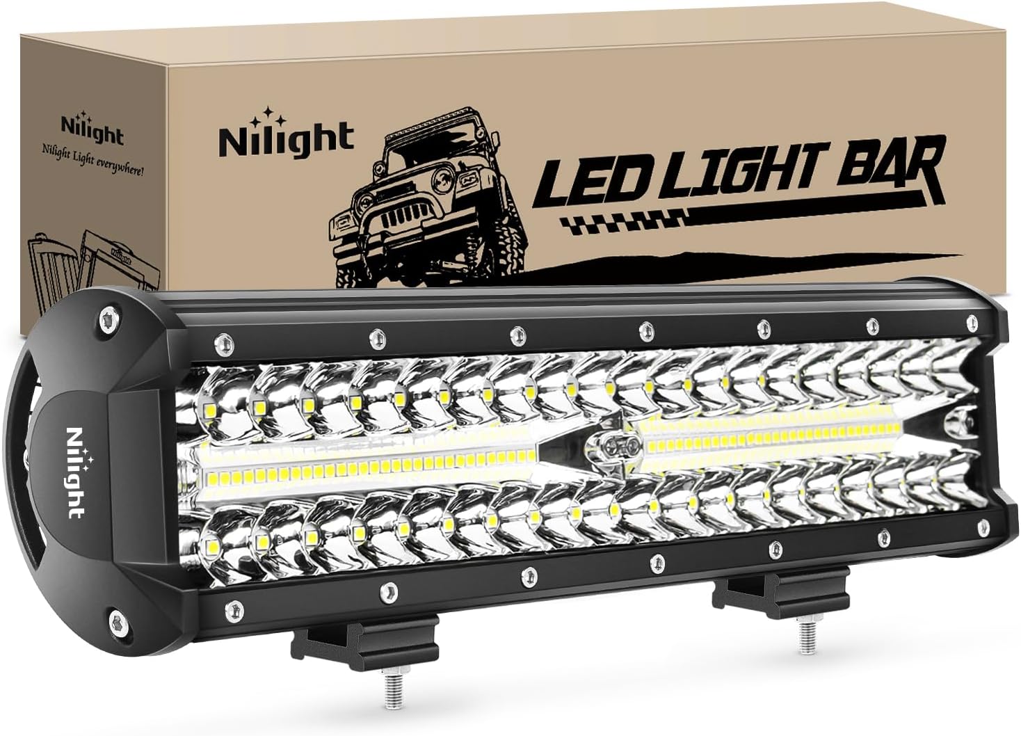 12-Inch 300W Triple-Row LED Light Bar – 30,000 Lumens