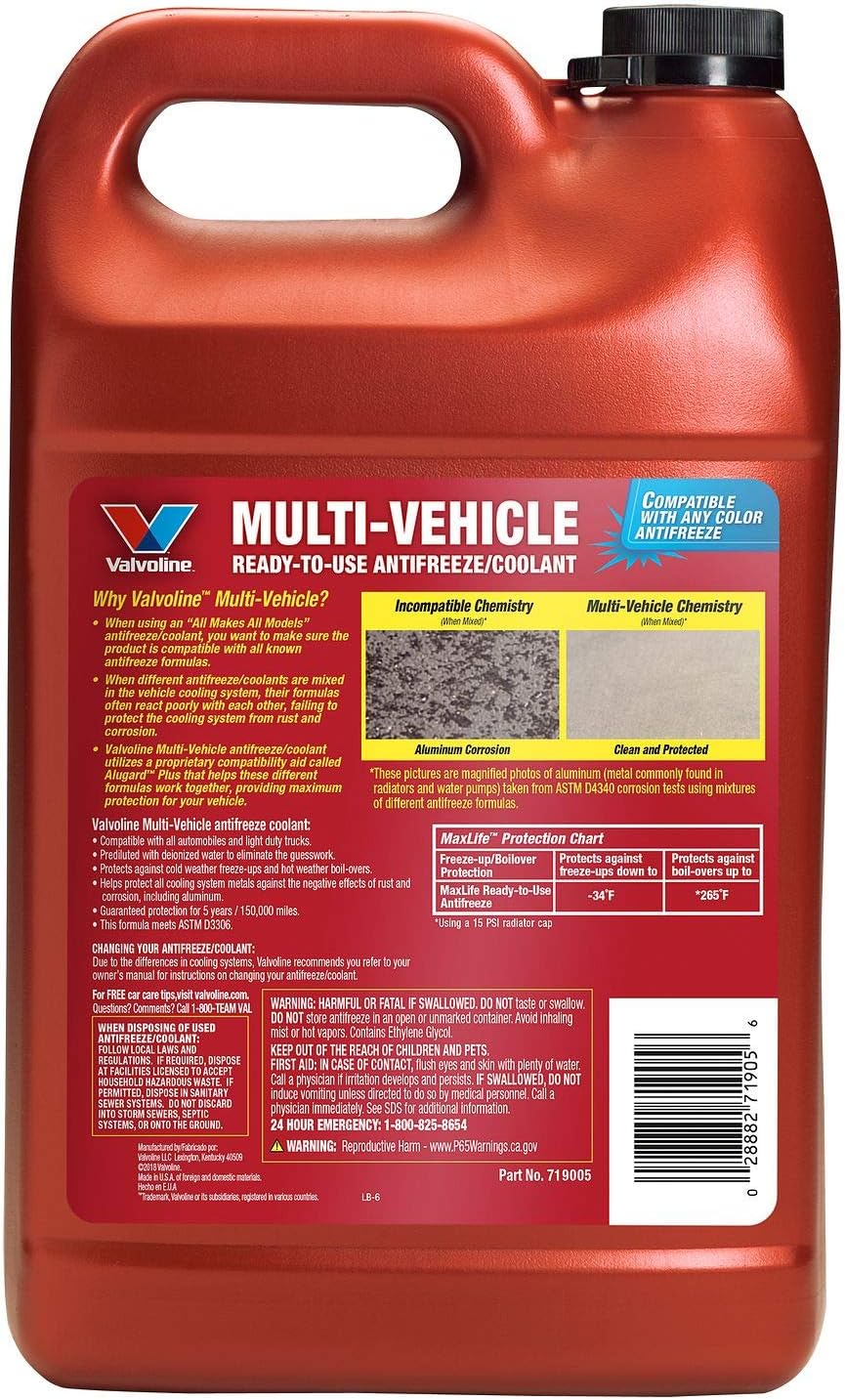 Multi-Vehicle 50/50 Ready-to-Use Antifreeze Coolant – 1 Gallon