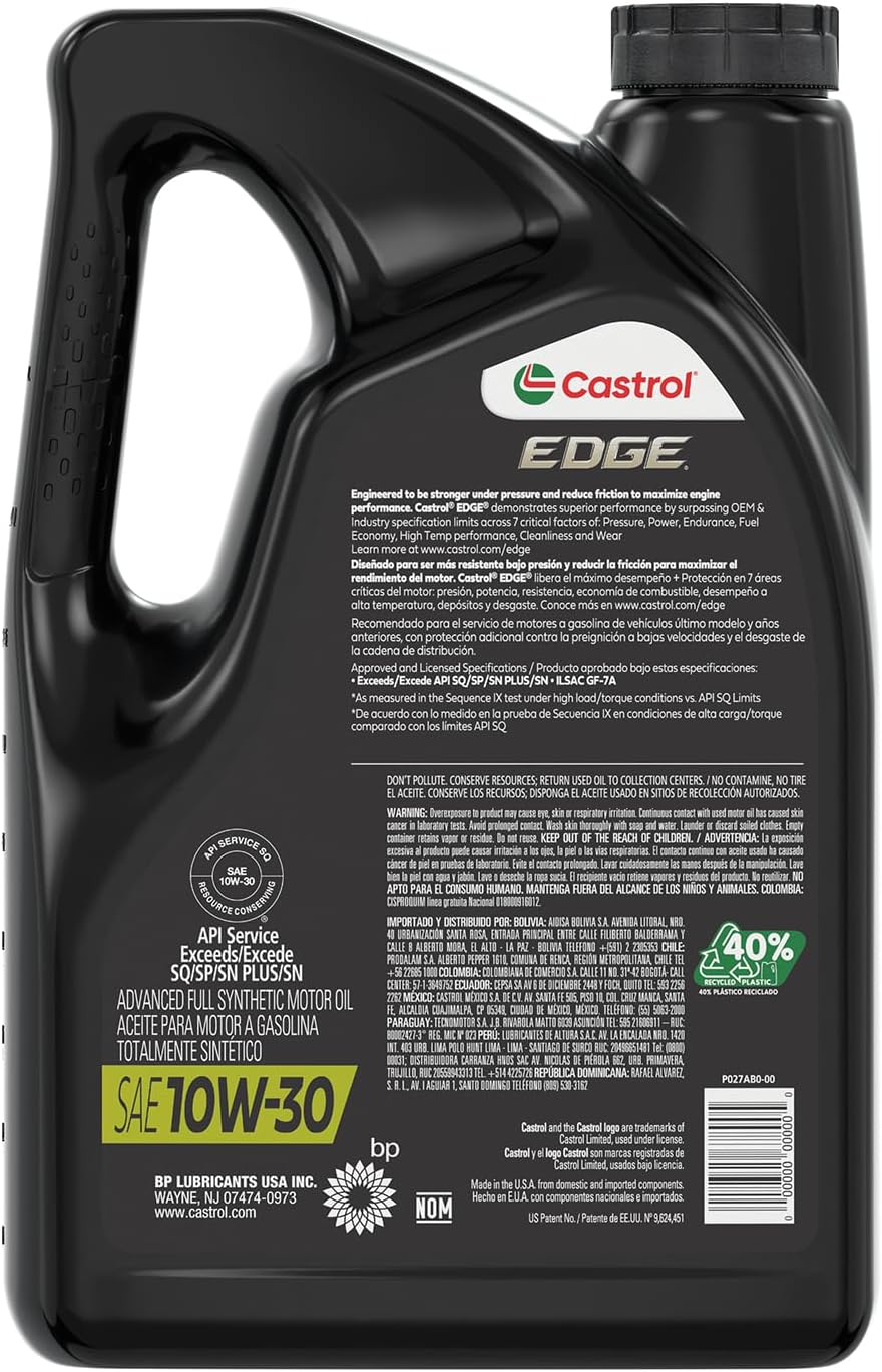 SAE 10W-30 Advanced Full Synthetic Motor Oil – 5 Quarts